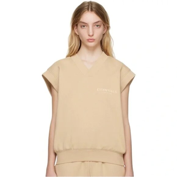 Fear of God Essentials Golden Beige V-Neck Vest M NWT - Picture 1 of 8
